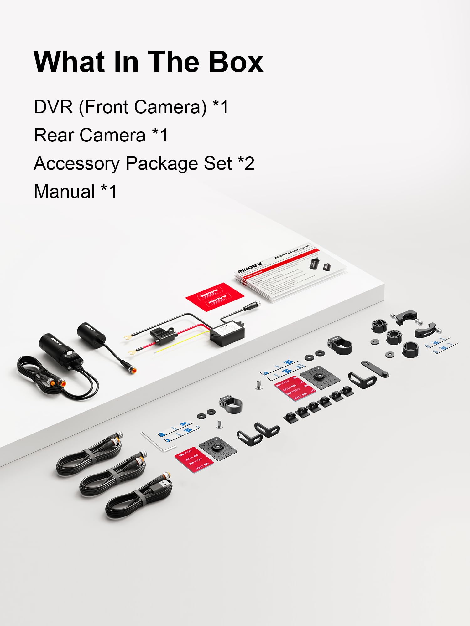INNOVV K6 Cámara de salpicadero Doble Canal QHD 2K + 1080p IP67 Impermeable con Wi-Fi, ángel Dorado de 120°, detección acelerómetro, Soporte 256GB (Tarjeta SD no incluida)