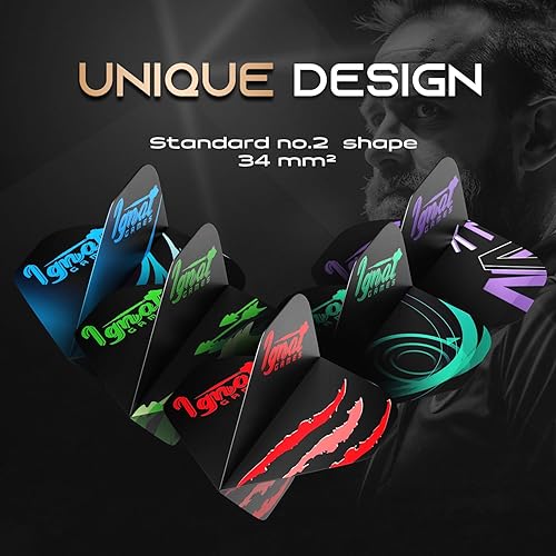 Miniatura 3 de IgnatGames Vuelos y accesorios de dardos  Juegos de 30 vuelos de dardos de diferentes formas y 6 protectores de vuelos, kit de accesorios de dardos