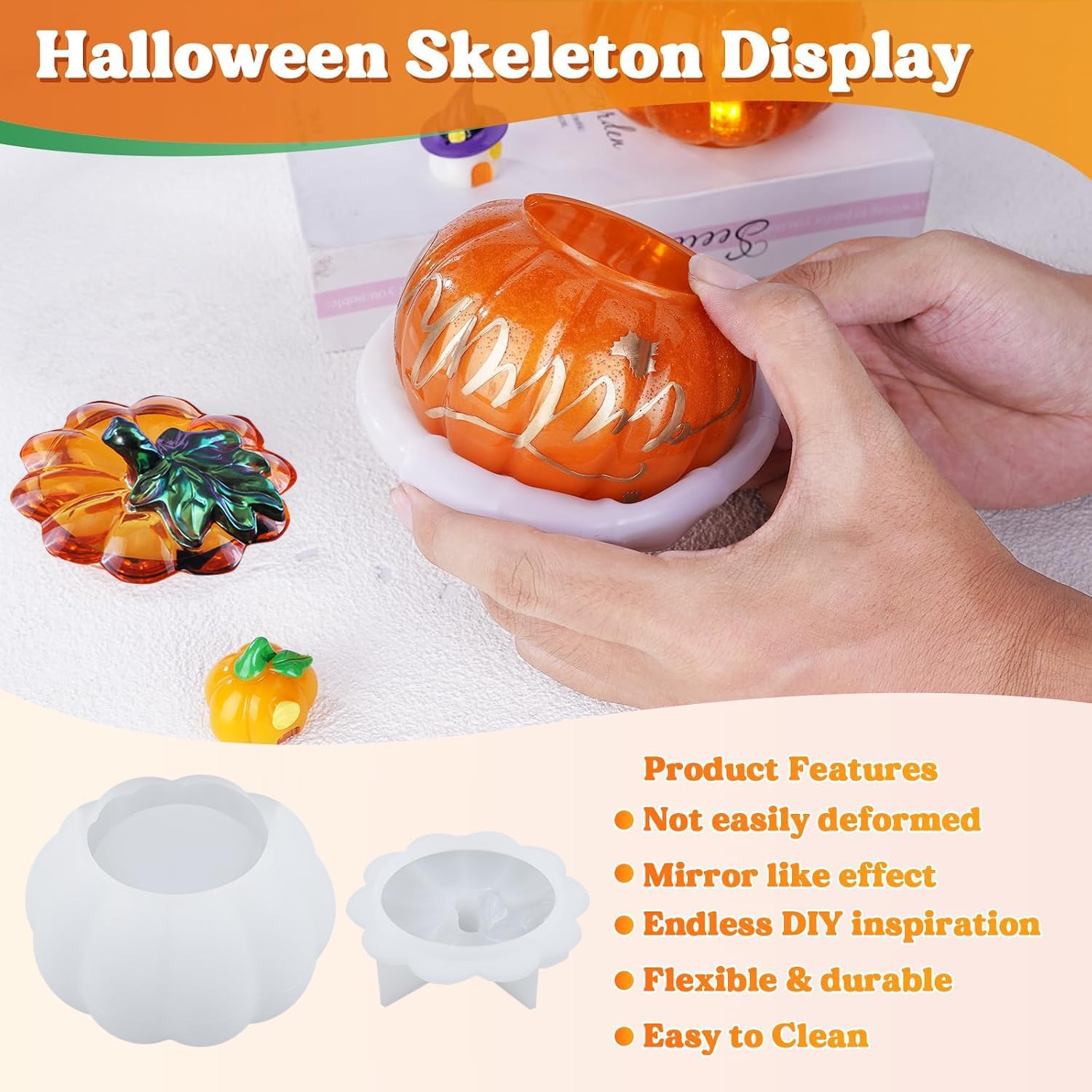 Pumpkin Jar Resin Mold, Jar Mold Halloween Epoxy Resin Molds, Pumpkin Silicone Molds, Autumn, Halloween Decor, Jewelry Trinket Container, Christmas Decor