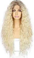 Sapphirewigs 613 Szőke Göndör Paróka - 66 cm Hosszú Hőálló Szintetikus Csipke Frontrész Női Paróka Hétköznapi és Alkalmi Viseletre 1