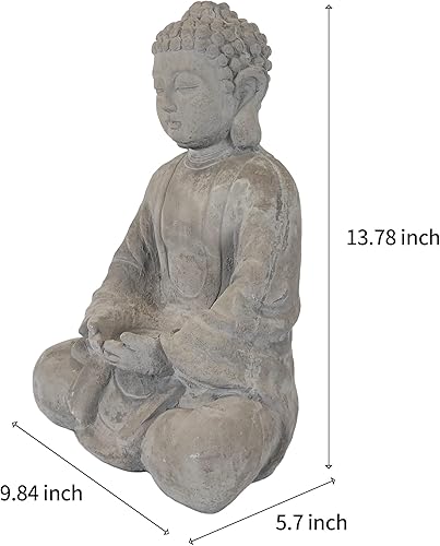 Miniatura 6 de Kante Adorno de estatua de Buda meditadora compuesta de cemento de 14.17 pulgadas de alto, decoración de mesa de hormigón natural para interiores y