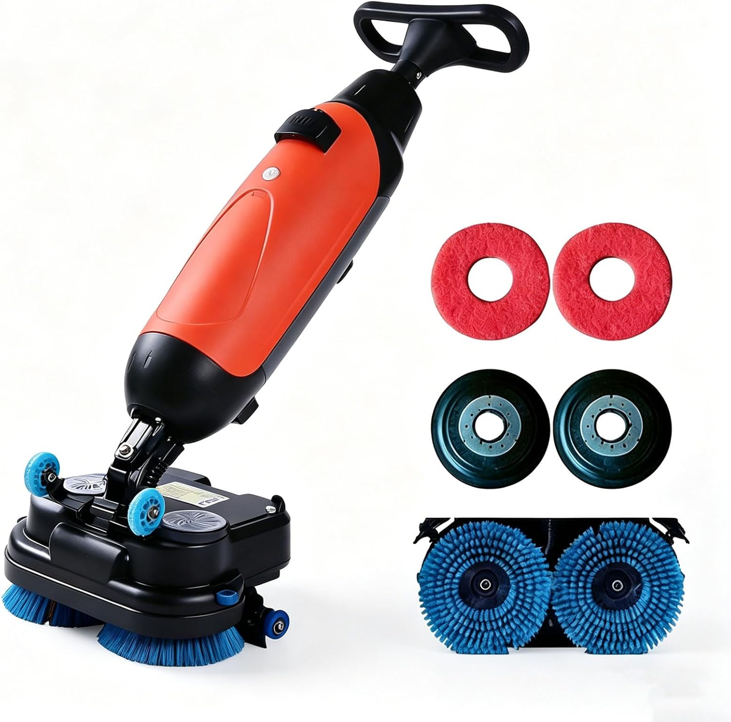 Commercial Floor Scrubber Machine, 17-Inch Walk Behind Electric Cleaner with Dual Brushes, Deep Cleaning Tile and Grout,Hardwood Floors and Carpets