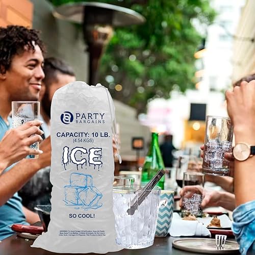 Miniatura 6 de Party Bargains Bolsas de hielo con cordón de plástico de 10 libras de 20 x 12 pulgadas (50 unidades)