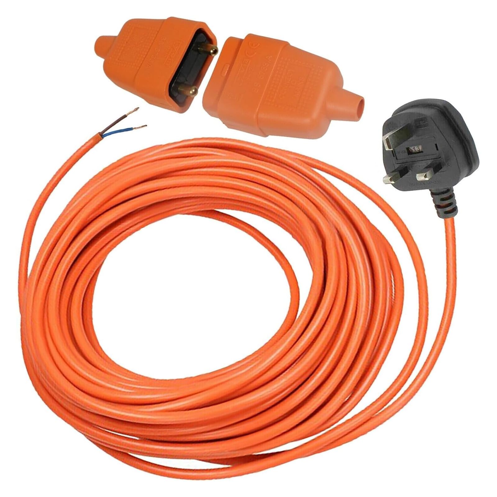 SPARES2GO 12 Metre Cable & Lead Plug Repair Extension + 2 Core Pin Coupler Connector Socket for Bosch 32-12 Rotak 34-13 37-14 320ER 370ER Lawnmower