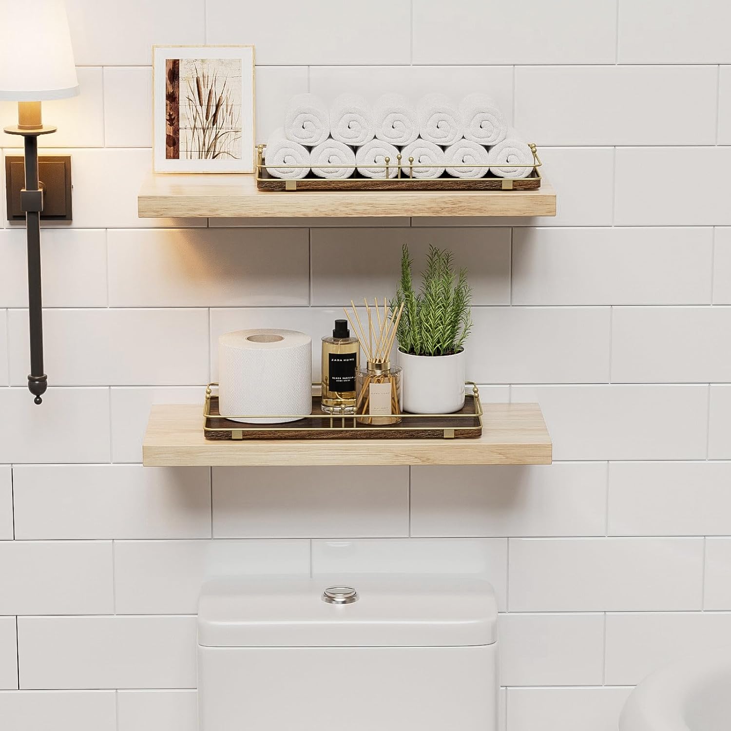 Toilet Paper Basket, Bathroom Basket for Counter Toiletries Towel Decor, Toilet Tank Tray, Guest Back of Toilet Organizer Storage, Vanity Tray for Perfume Makeup, Kitchen 13”x6.5” Brown-Gold - Image 7