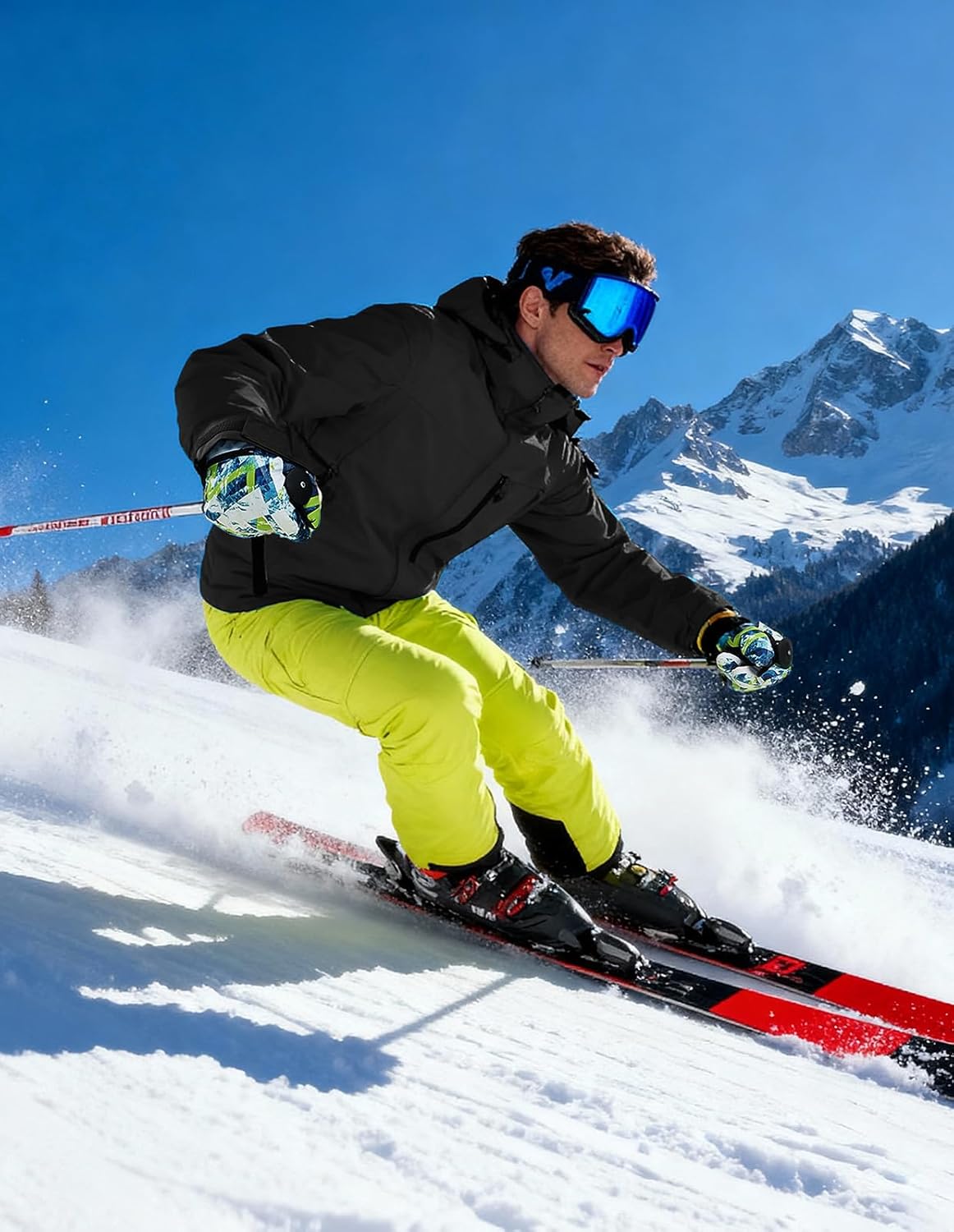 fit space Men's Pro Ski Jacket Waterproof 15K Breathable Snowboard Jacket, Insulated Winter Snow Coat Helmet Hood - Image 2