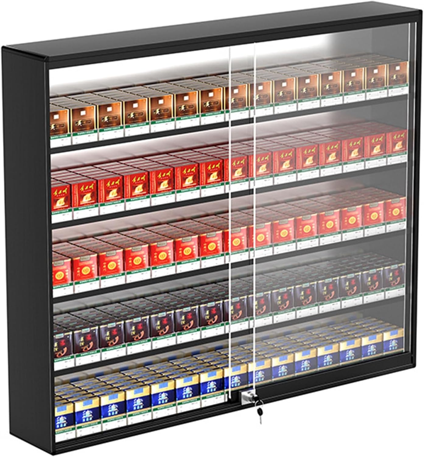 Cigarettes Display Rack, Retail Store Supermarket Market Display Shelves, Wall Mounted Cigarette Dispaly Case, Cigarettes Organizer Holder Showcase, Cigarette Cabinet Rack ( Color : Black , Size : 36.