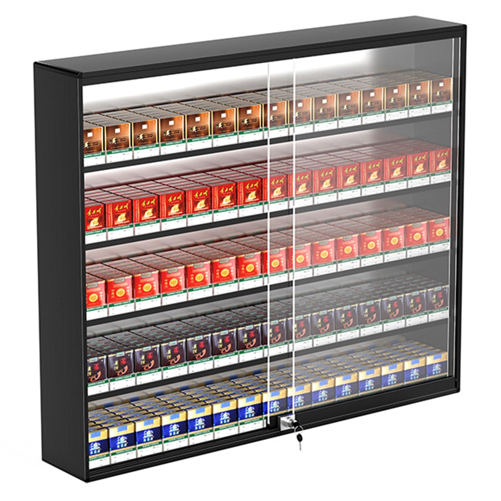 Expositor de cigarrillos, estantes de exhibición para tiendas minoristas, supermercados y mercados, vitrina de exhibición de cigarrillos de pared, organizador d,Black-36.42x6.81x29.53in/92.5x17.3x75CM
