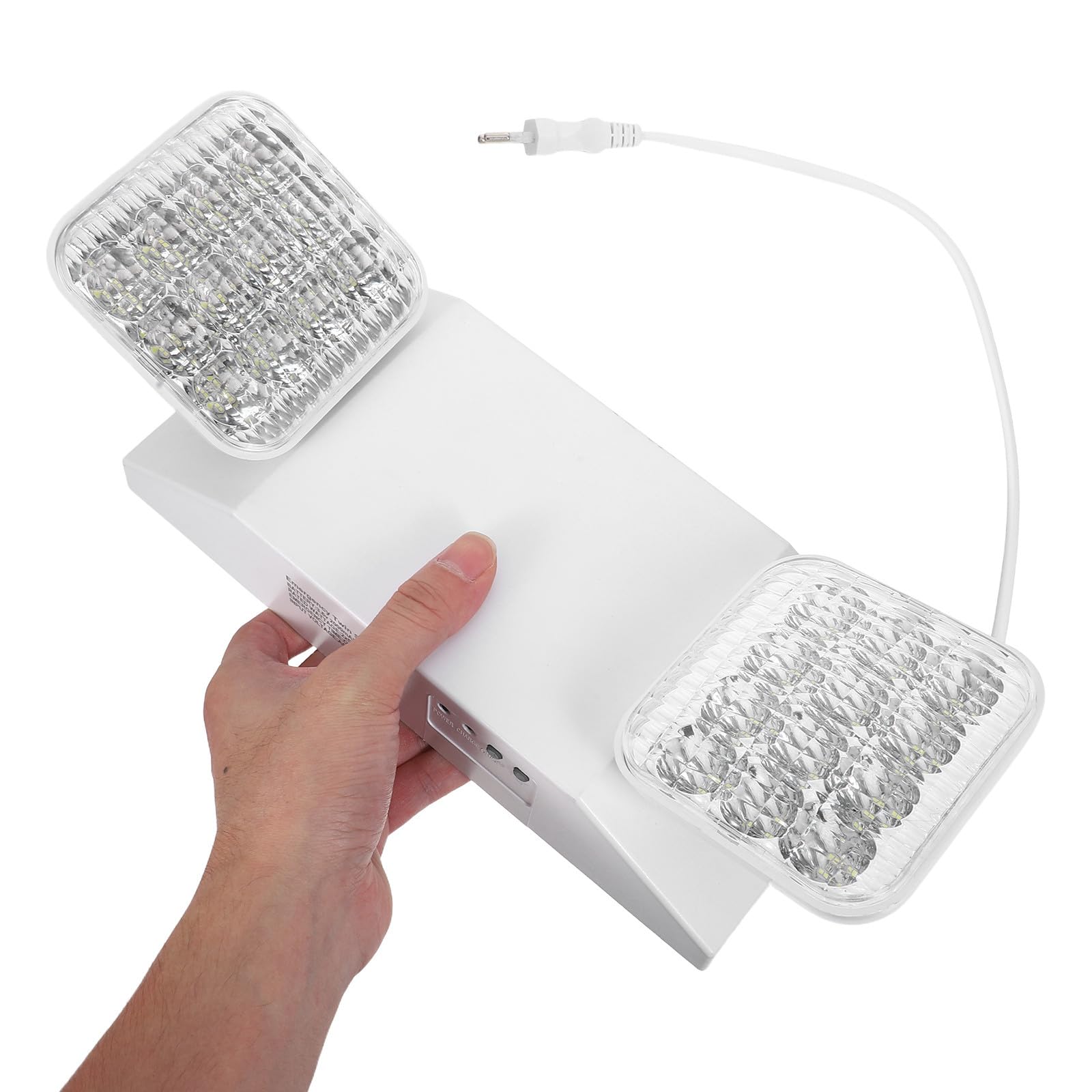 IMIKEYA Luz de emergencia LED: Iluminación de emergencia LED con doble cabezal ajustable - Luminaria de salida de pared para oficinas y negocios con enchufe europeo