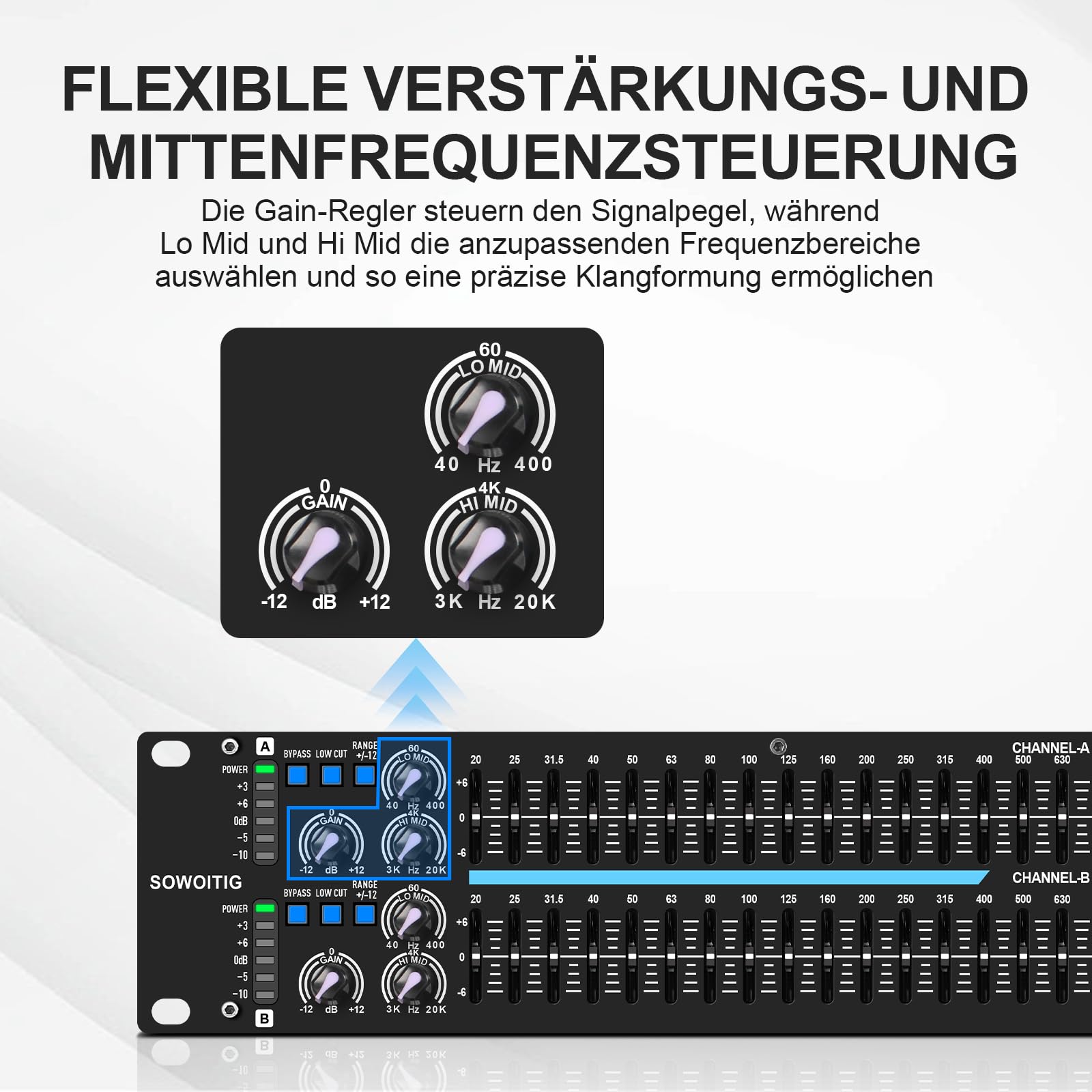 31-Band Stereo Equalizer, Dual Channel Grafik-Equalizer für Audioanlagen | Professionelle Klangsteuerung mit 31 Bändern pro Kanal, verbessert Klarheit und Balance für Live- und Heim-Audio