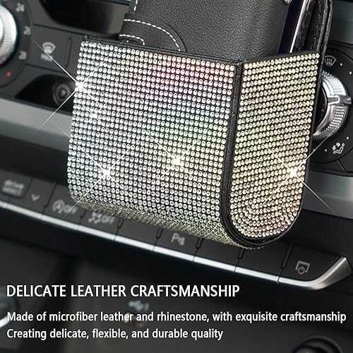 Vista 15 de Salior Organizador de almacenamiento de ventilación de diamantes de imitación, bolsillo de cuero, accesorios brillantes para mujeres u hombres