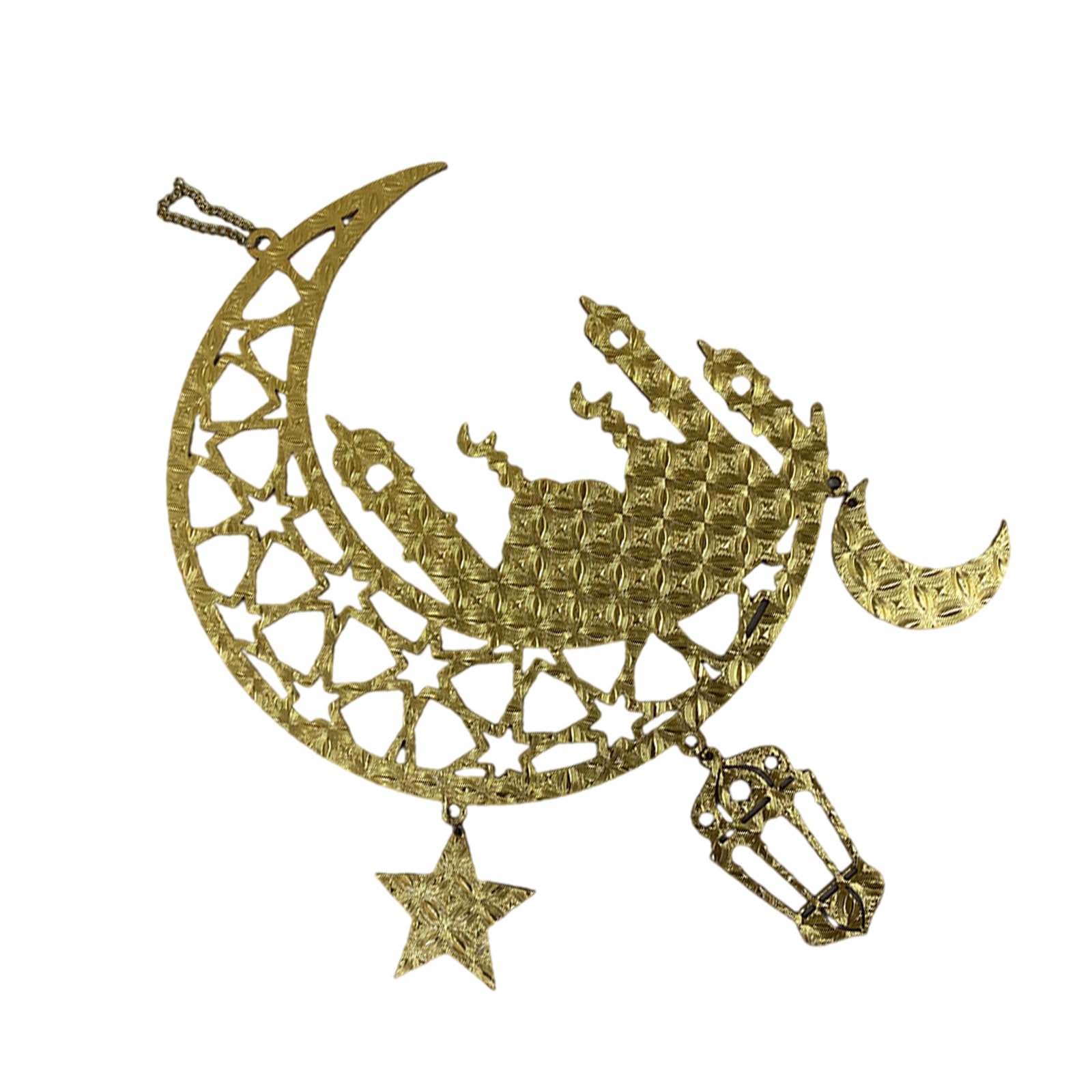 Tsophreniq Eid Festival and Star Wood Hanging Golden Pendant Party and Event Decoration Religious Ornament for Front Door Eid Festival Ornament