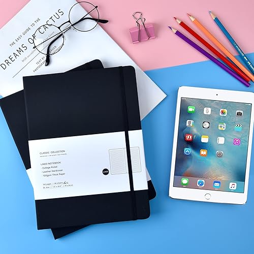 Miniatura 5 de Paquete de 2 cuadernos B5, cuadernos clásicos con rayas universitarias, de tapa dura, para oficina, hogar, escuela, negocios, escritura de notas,