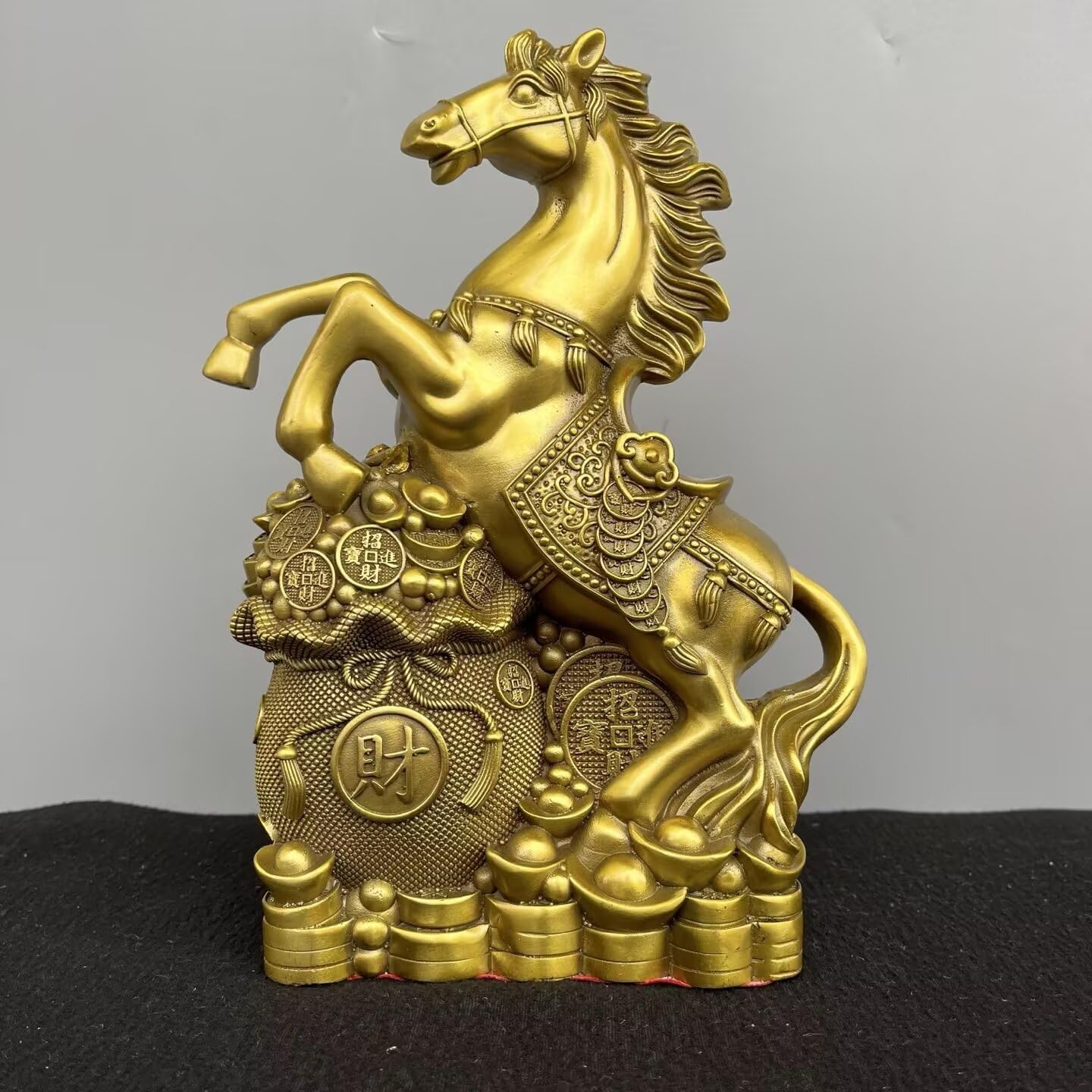 Dytartzx Pure Copper Horse Statue Feng Shui Success Horse Figurine Home Office Decor Wealth Luck Sculpture