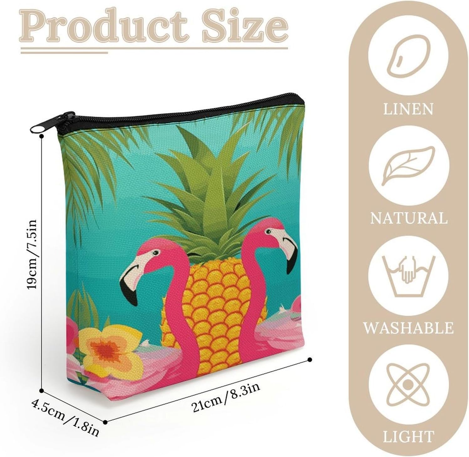 Pineapple Flamingo Makeup Bag Cosmetic Pouch Toiletry Bag image 2