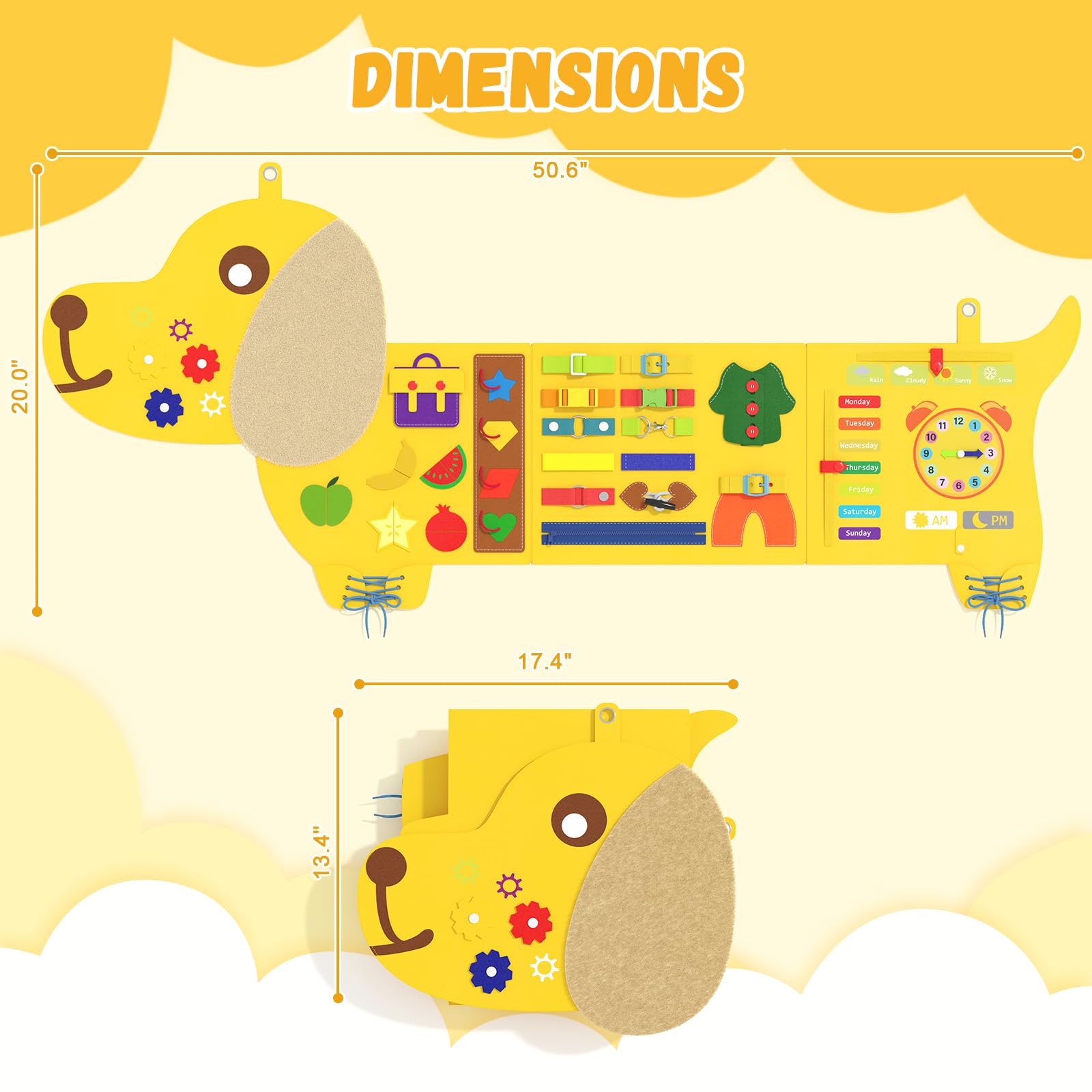 Giocattolo da parete per bambini, sensoriale Montessori Busy Board, cubo di attività in feltro per bambini, giocattolo sensoriale montato a parete, regalo per ragazzi e ragazze, 3-6 anni