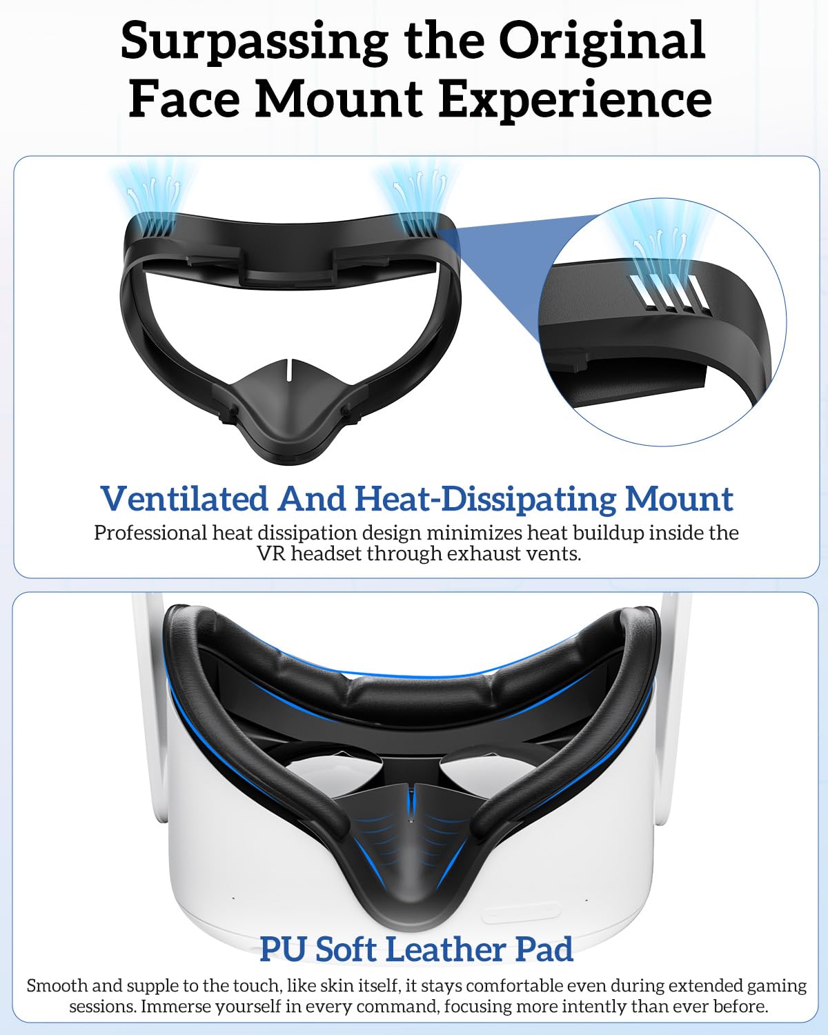 Sangle de tête et coussin facial pour Meta/0culus Quest 2, sangle de tête originale et interface faciale compatible avec 0culus Quest 2, sangle de casque VR pour accessoires Quest 2