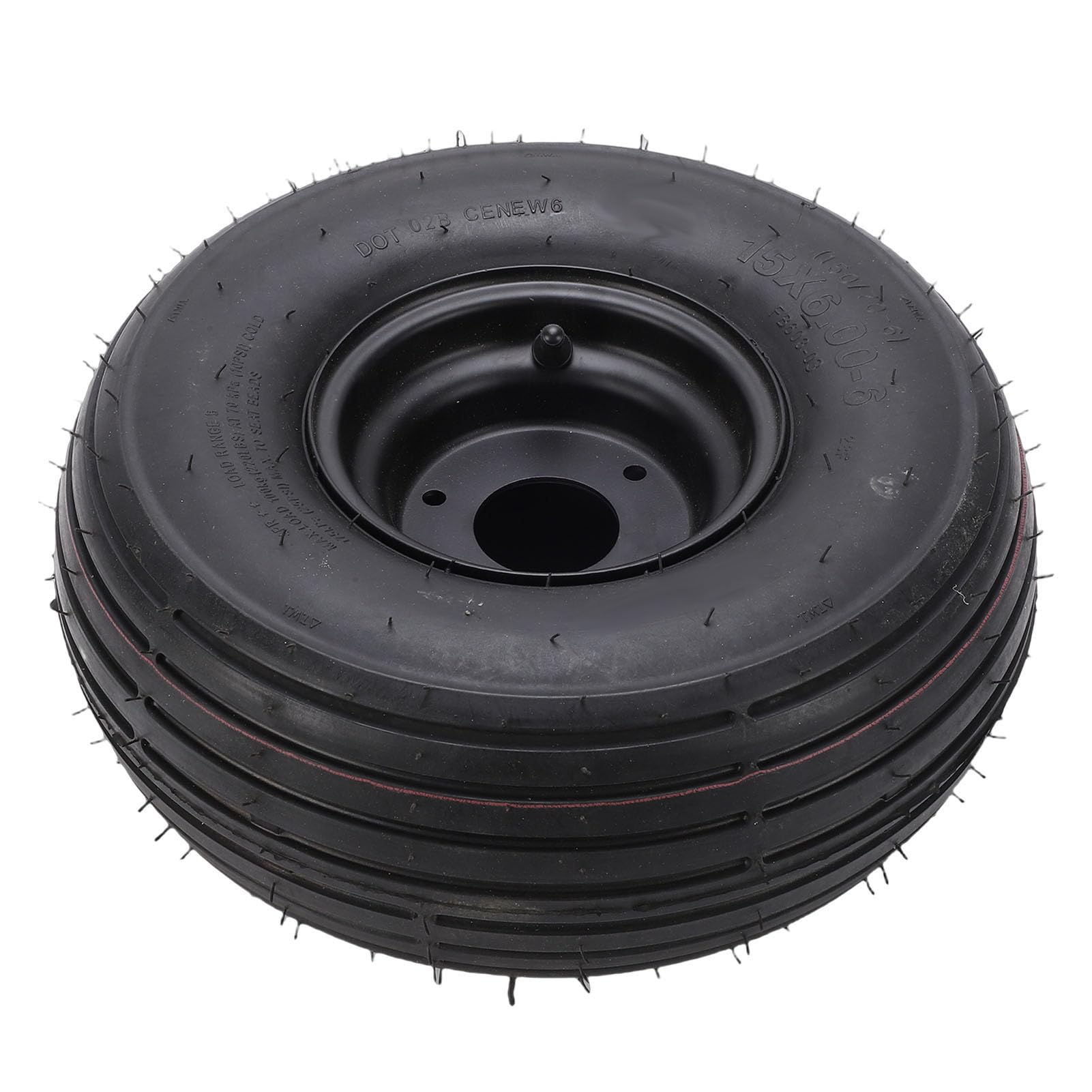Conjunto de Neumático y Rueda 15x6.00-6, Neumático de Cortacésped Resistente para Tractor Jardín, Rendimiento Confiable y Fácil Instalación, Ajuste Universal