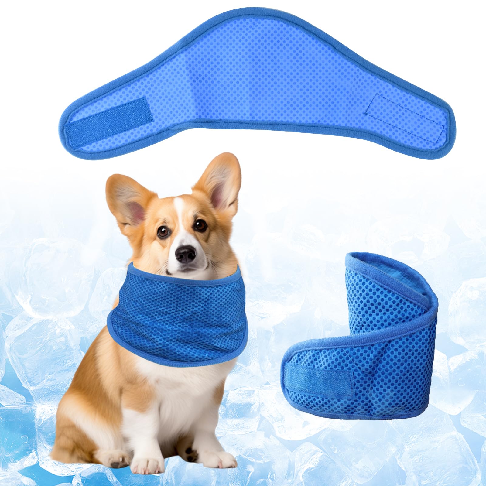 Dog Cooling Bandana for Summer Heat Relief — Adjustable Ice Collar and Breathable Neck Wrap to Prevent Sunstroke, Sky Blue, Size M