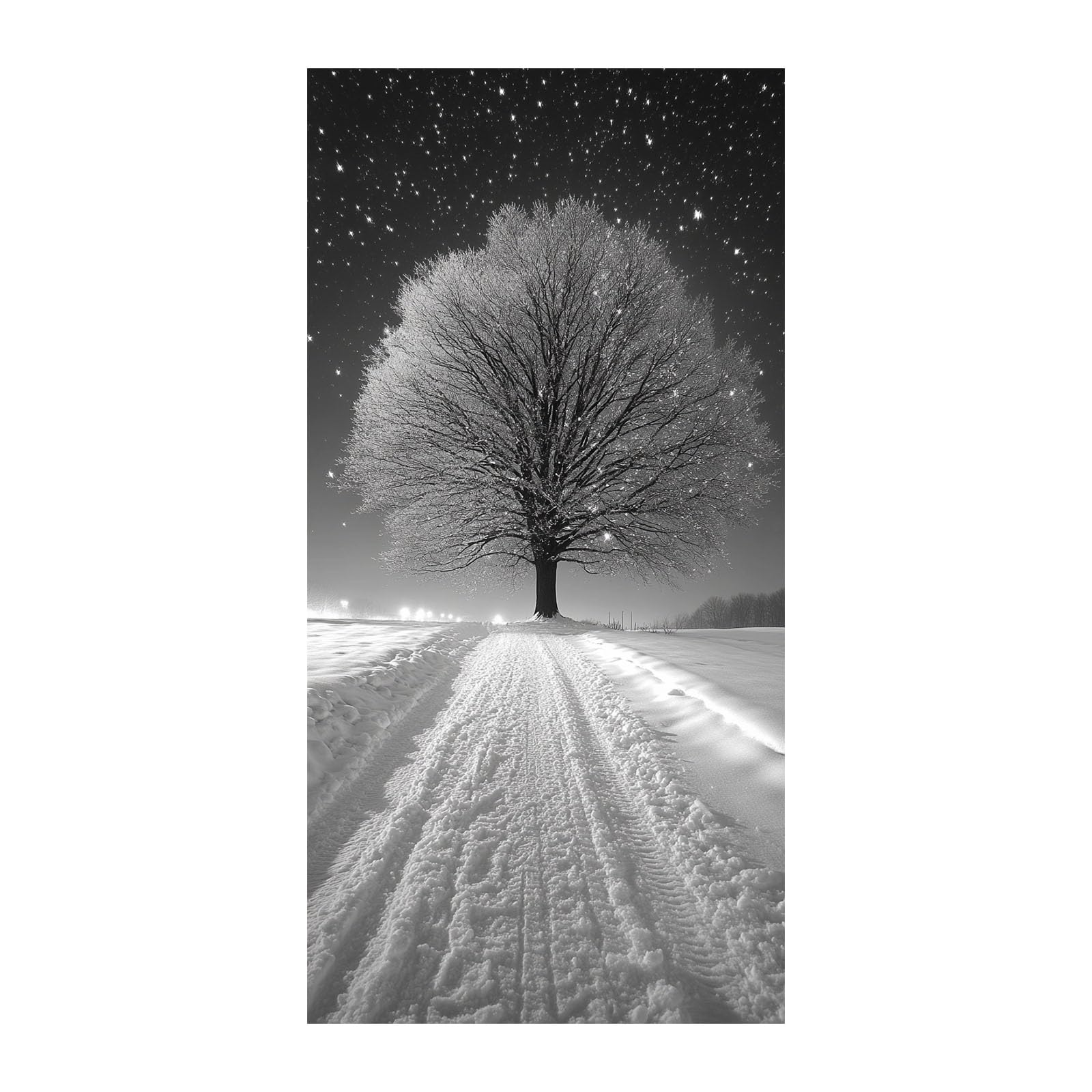 TODOAA Cuadros Decoracion Salon Modernos Paisaje de árboles de invierno Naturaleza Cuadro,Dormitorios Comedor Oficina Pasillo Cocina Y Baño Decoracion（Blanco-80x160cm Sin marco