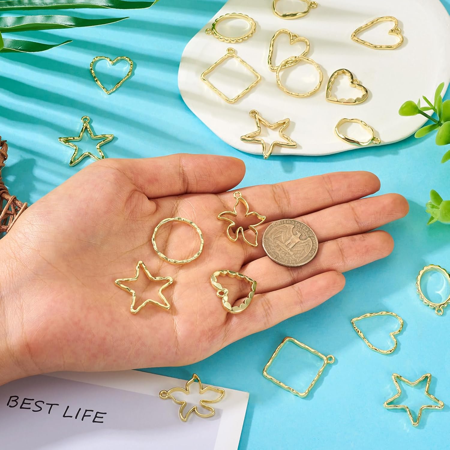 Alloy Geometric Open Back Bezel Frame Big Pendants Bezel Blank Trays Open Back Frame Pendants for DIY Crafts Resin Jewelry Making - Image 7