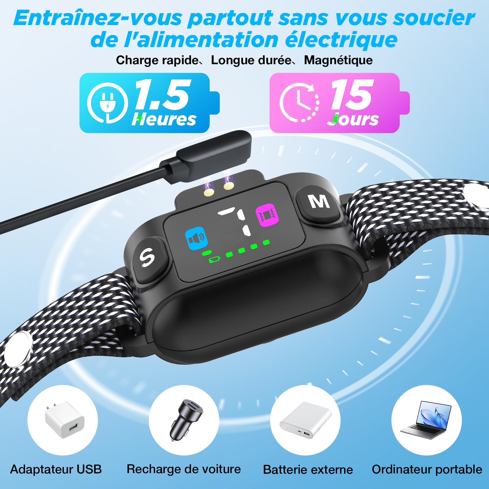 Collar Antiladridos para Perros, Collar Vibración Recargable, Súper Fino y Ligero, 3 Modos y 7 Niveles de Sensibilidad, Detección Inteligente de Ladridos, Impermeable IP67 para Perros Pequeños
