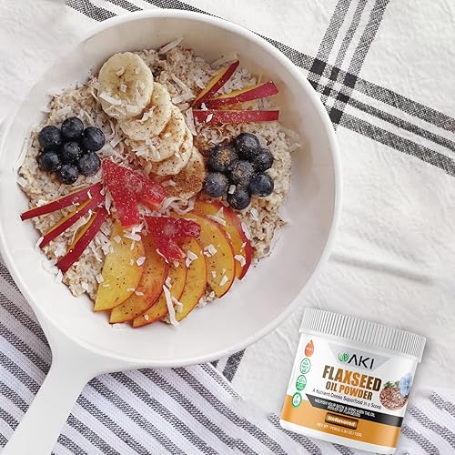 Miniatura 9 de AKI - Aceite de linaza en polvo, lleno de nutrientes esenciales como ácidos grasos omega-3, fibra y lignanos, libre de aditivos artificiales,