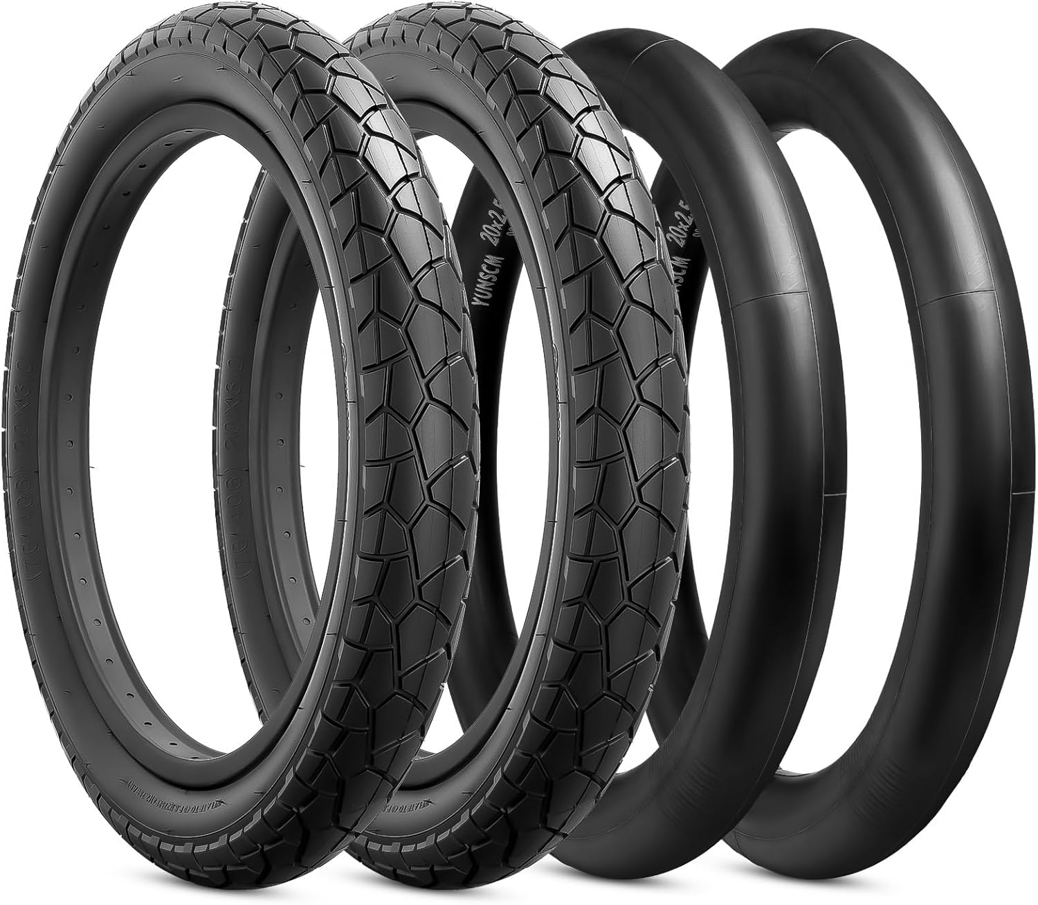 YUNSCM 2-PCS 20x3.0/76-406 E-Bike Fat Tires Compatible with Electric Bike 20 X 3 All-Terrain Directional Tread Bicycle Tires