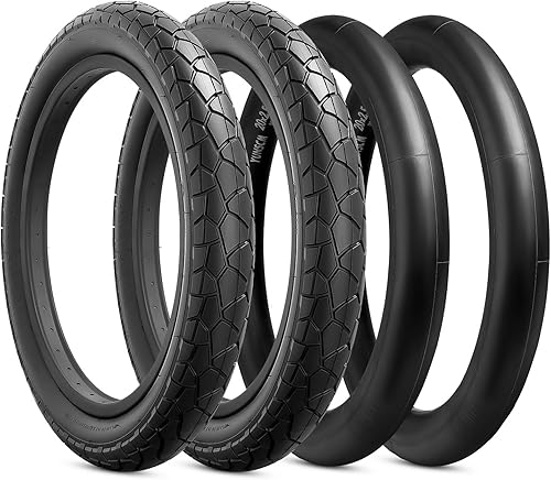 Miniatura 5 de YUNSCM Neumáticos gruesos para bicicleta eléctrica de 20 pulgadas 20x3.076-406 60TPI y 20 pulgadas, válvula Schrader con 2 tiras de llanta