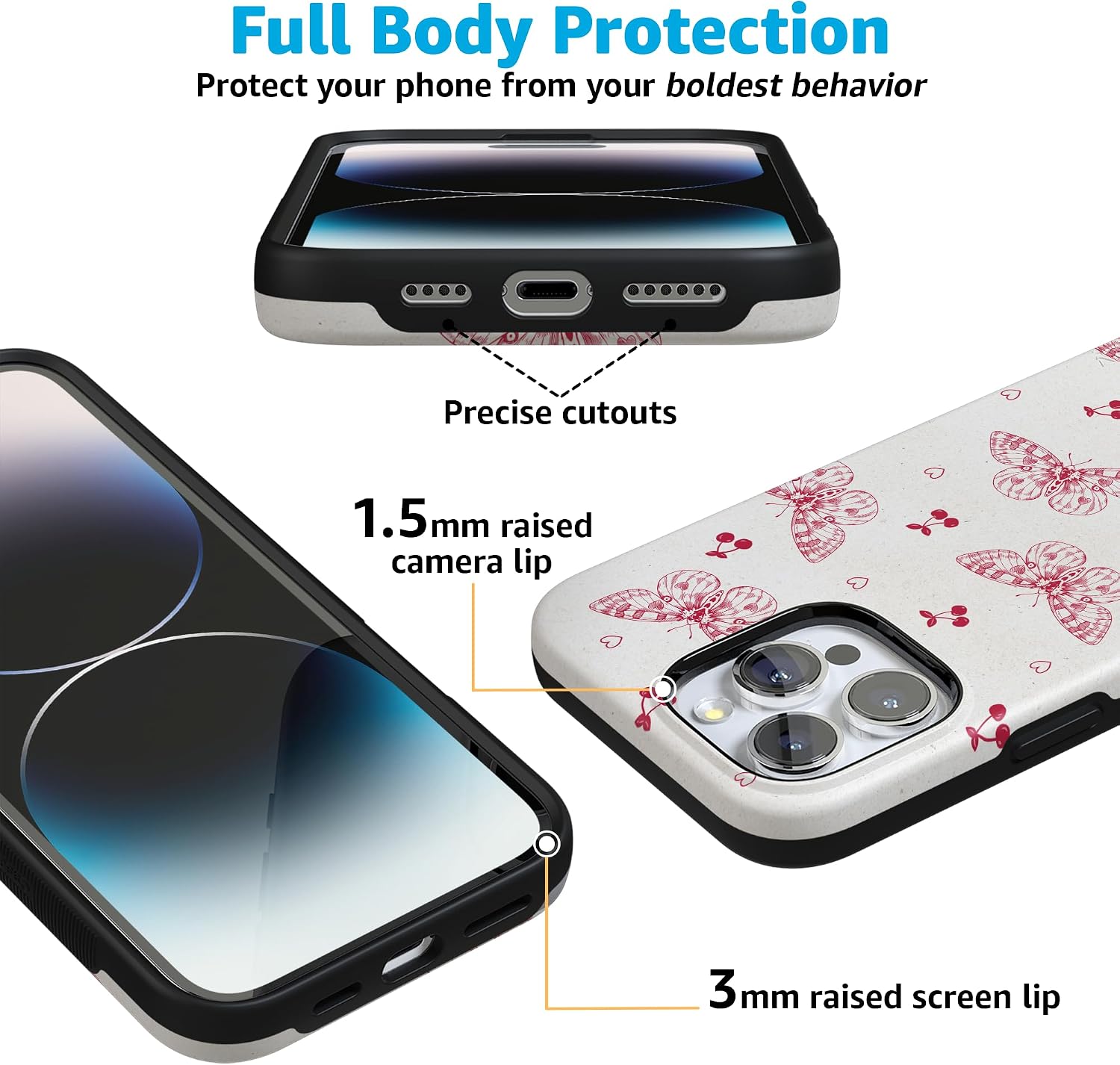 Casely iPhone 16 Pro Case | Heart Flutters | Butterfly | Bold Protective Design | Compatible with MagSafe