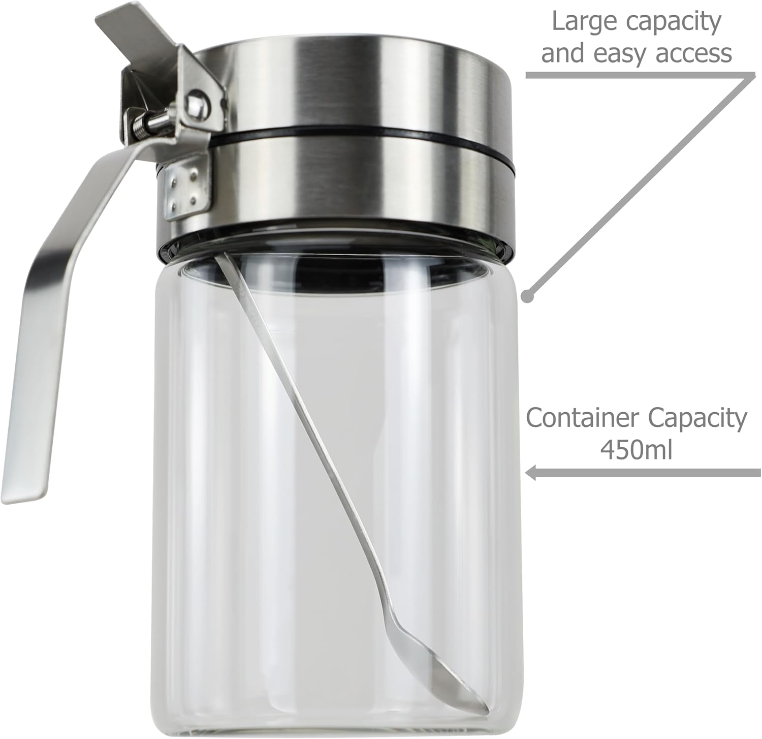 EIKS Glass Condiment Jars with Stainless Steel Lids and Spoons