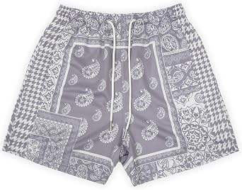 BOOMLEMON Mens Retro Paisley Shorts Mesh Print Casual Beach Shorts Athletic Gym Workout Running Short Pants
