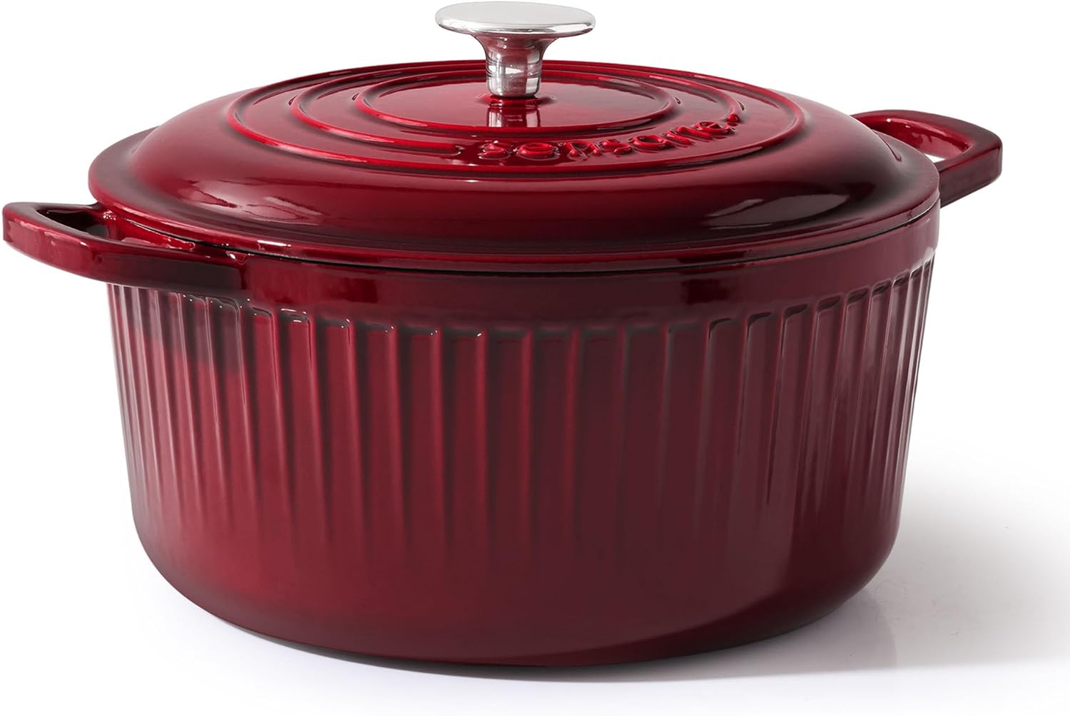 SENSARTE Enameled Cast Iron Dutch Oven Pot with Lid 5.5 Quart Heavy-Duty Round Dual Handles Kitchen Pot with Cotton Potholders & Silicone Trivet, Pot for Bread Baking, Stews, Braising, Roasting, Oven Safe up to 500°F, Red