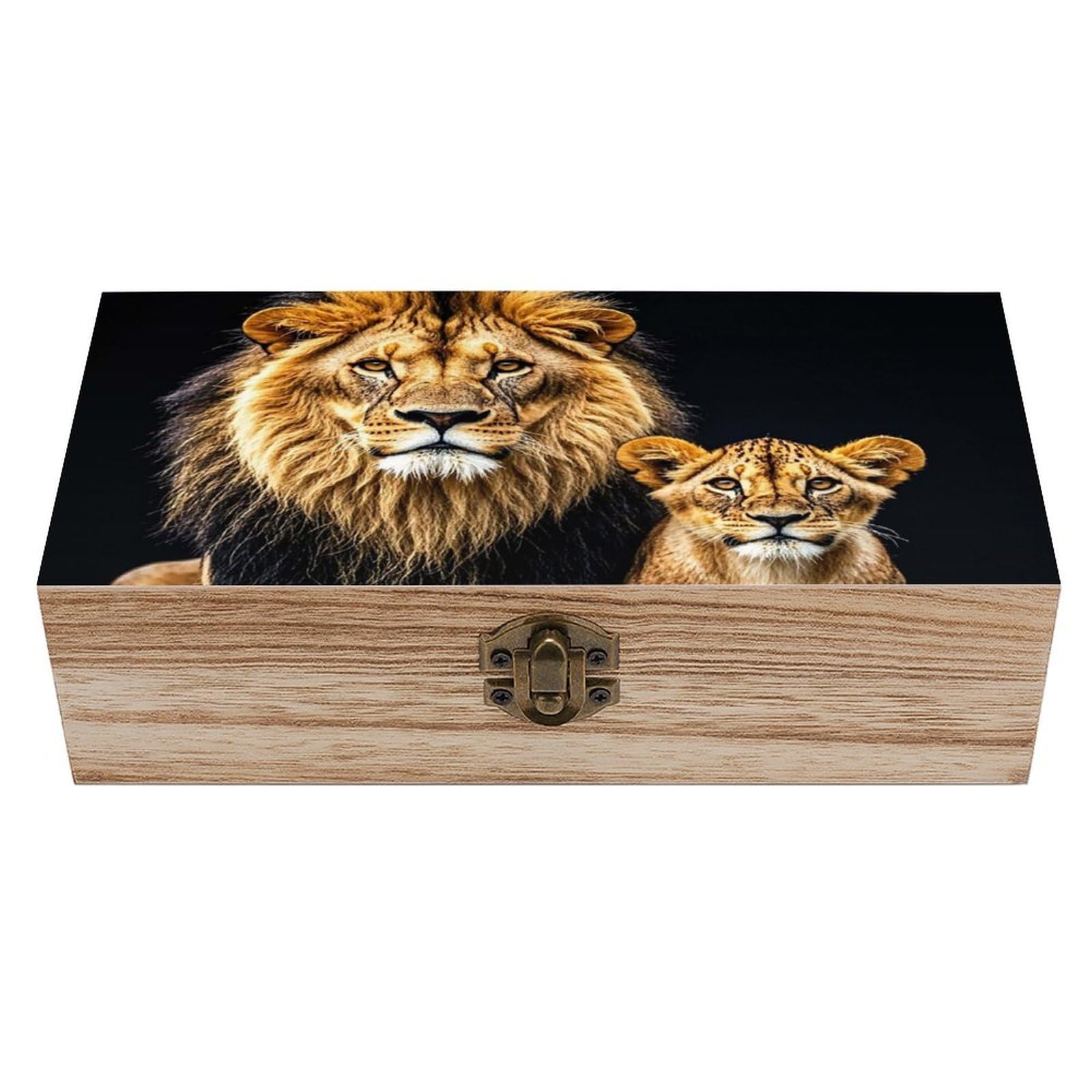 Gentle Lions Wooden Keepsake Box with Hinged Lid Handmade Memory Box for Wedding Keepsakes Crafts Jewelry Photos Elegant Decorative Storage Boxes Ideal Bridal Shower Gift