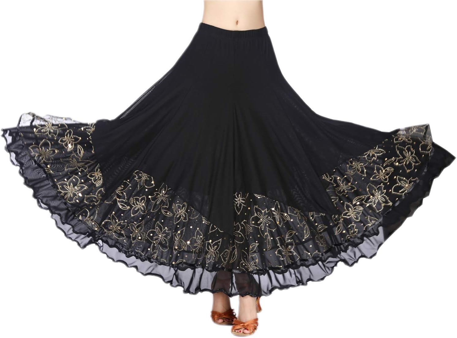 CISMARK Elegant Ballroom Dance Latin Dance Party Long Swing Race Skirt for Women - Image 3