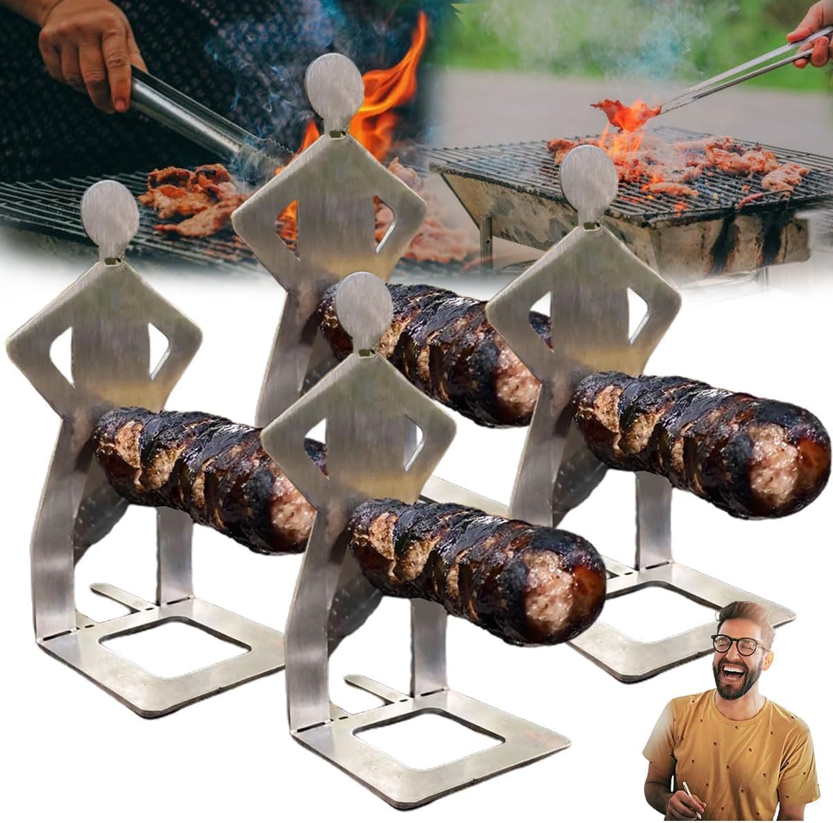 Hot Dog Roaster, griglia in acciaio inox per tre persone, divertente