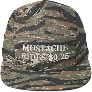 Mustache Rides $0.25 Hat (Embroidered Five Panel Cap) Funny Hat