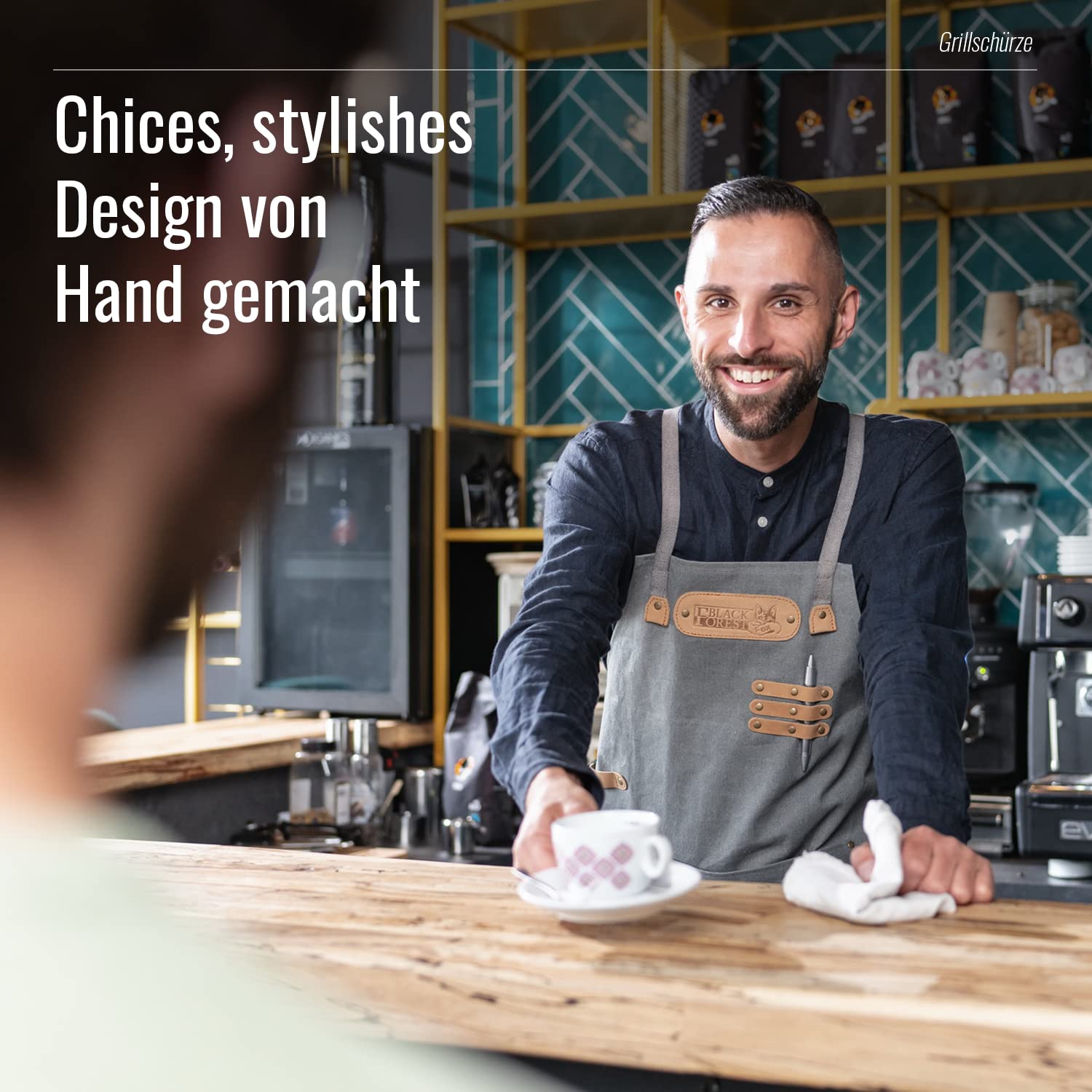 CANVAS Kochschürze Grillschürze für Männer und Frauen - Küchenschürze für Herren - Ideal als Geschenk für Männer, Oma oder Opa – robustes Canvas Schürze Damen extra lang