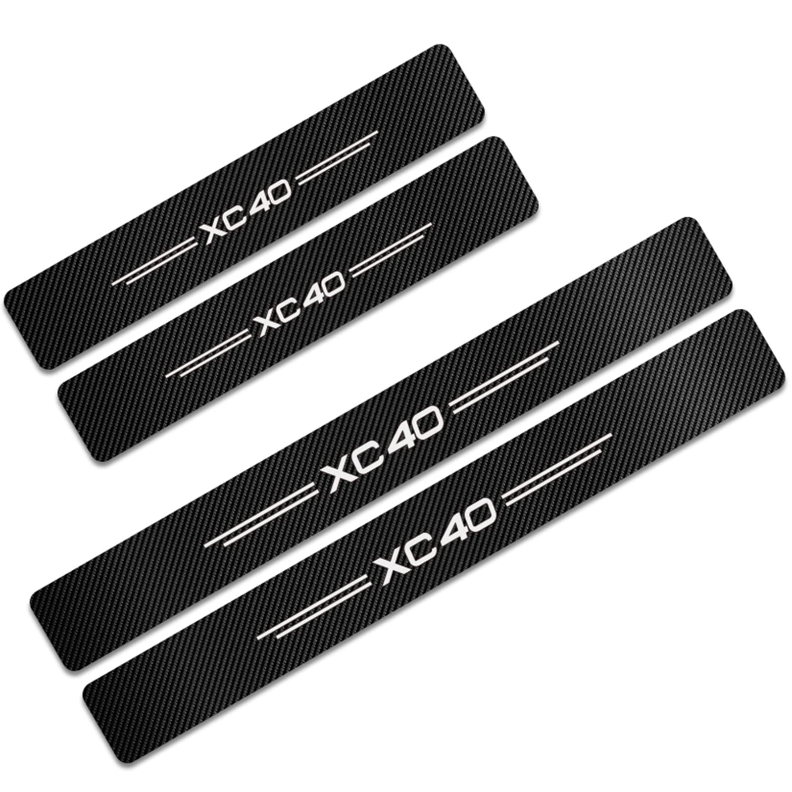 JYMLOV 4pcs Car Outer Door Sill Protector for Vo-lvo S60 XC90 XC60 XC40 C30 Tuning Accessories, Self-Adhesive Carbon Fiber Auto Kick Plates Scuff Guard Threshold Cover Pedal Sticker Trim, XC40