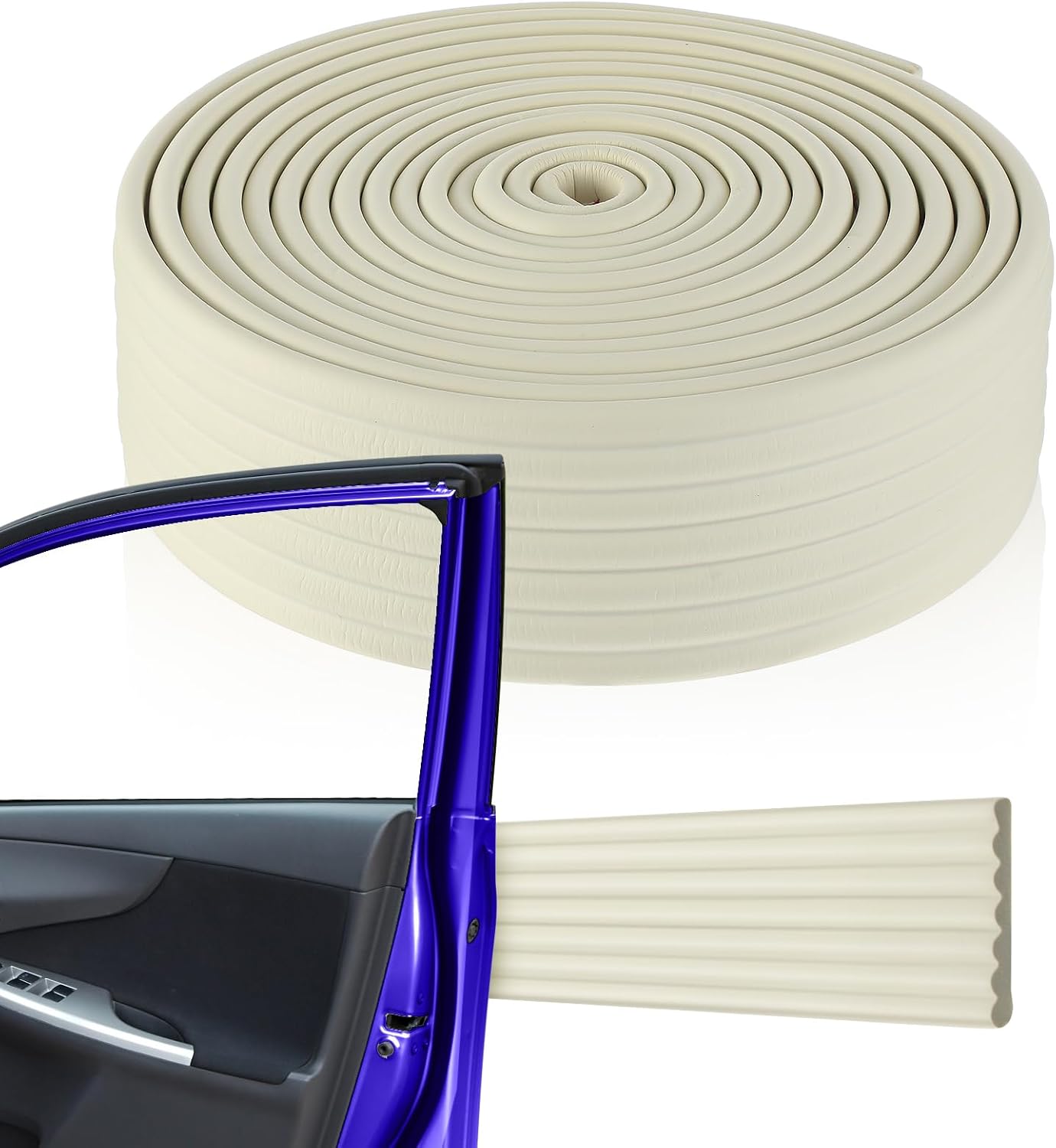 Garage Wall Protector Roll, 10ft x 3.15in Long Trimmable Self-Adhesive Rubber Strip, Customizable Car Door Bumper Guard for Concrete Walls Warehouse Doors, Anti-Scratch Waterproof (Beige)