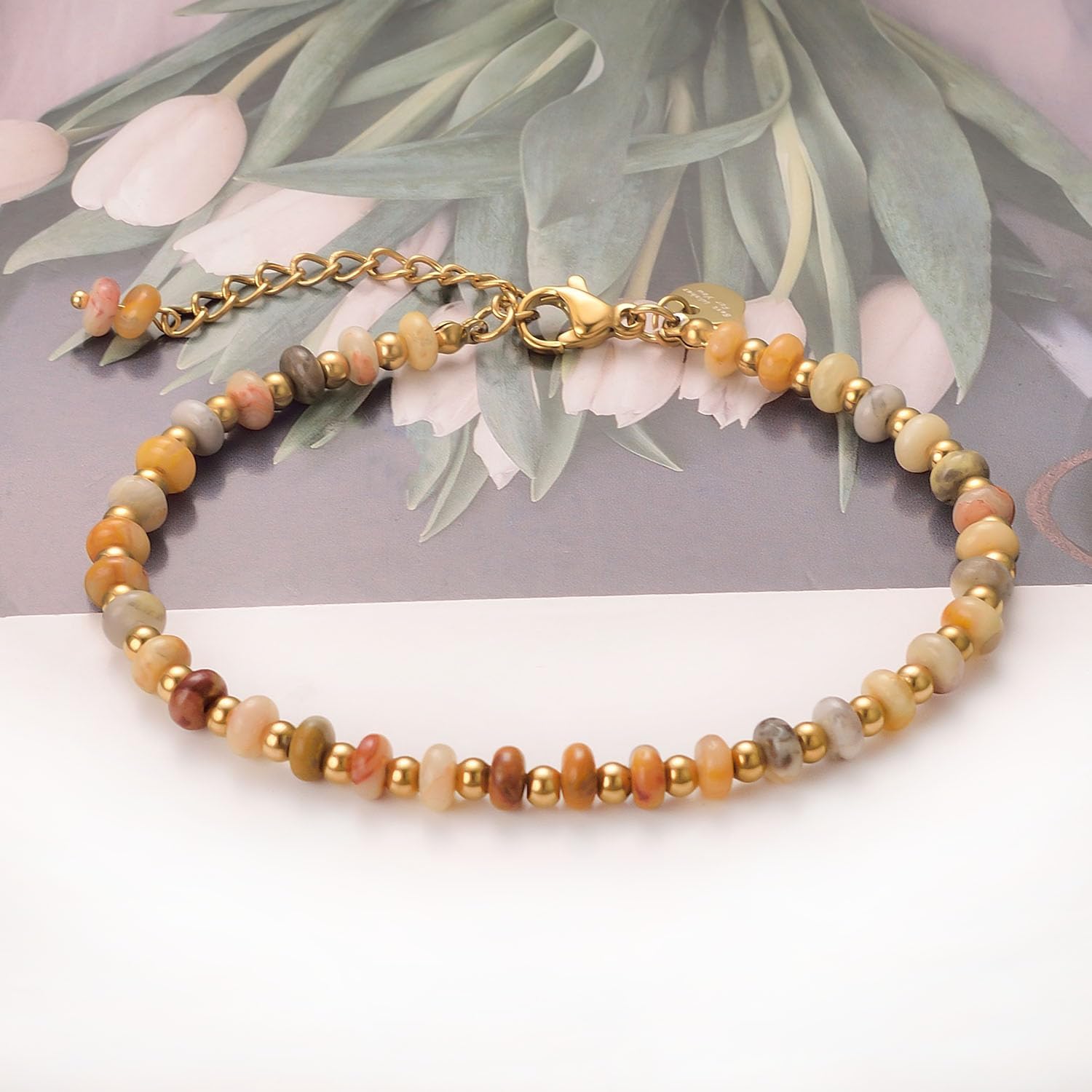 Black/Green/Purple Gemstone Beaded Bracelet for Women Gold Plated Chain Bracelet Natural Stone Bracelet Adjustable Dainty Jewellery - Image 5