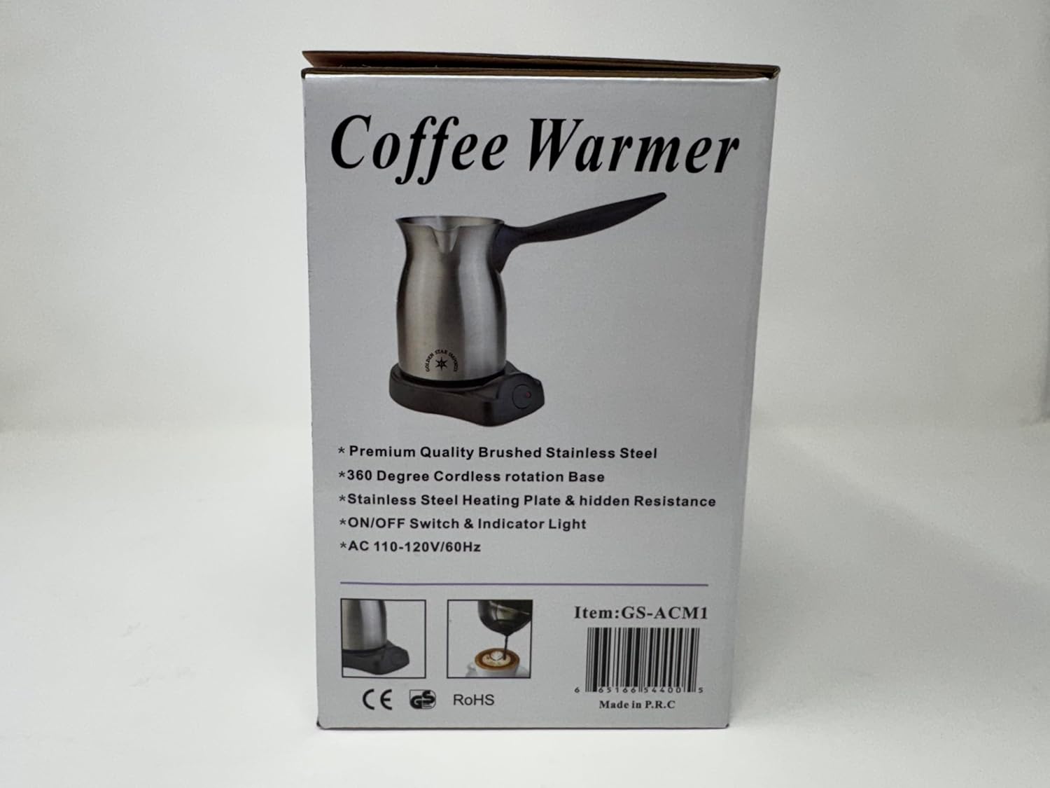 Golden Star Electric Coffee Maker – 6 Cup Stainless Steel Jazve with Cordless Heating Base – Armenian & Middle Eastern Coffee Pot, 110–120V US Plug