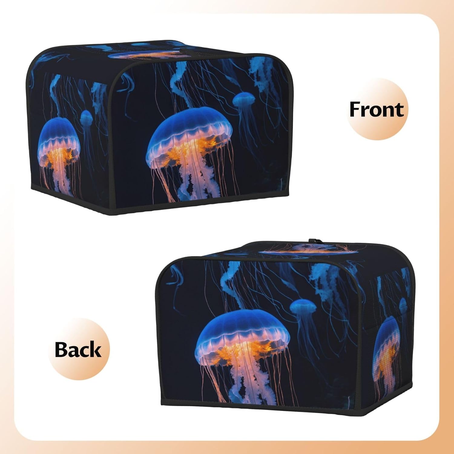Jellyfish Ocean Print 4-Slice Toaster Cover Kitchen Appliance For Bread Home Protector Daily Usability image 3