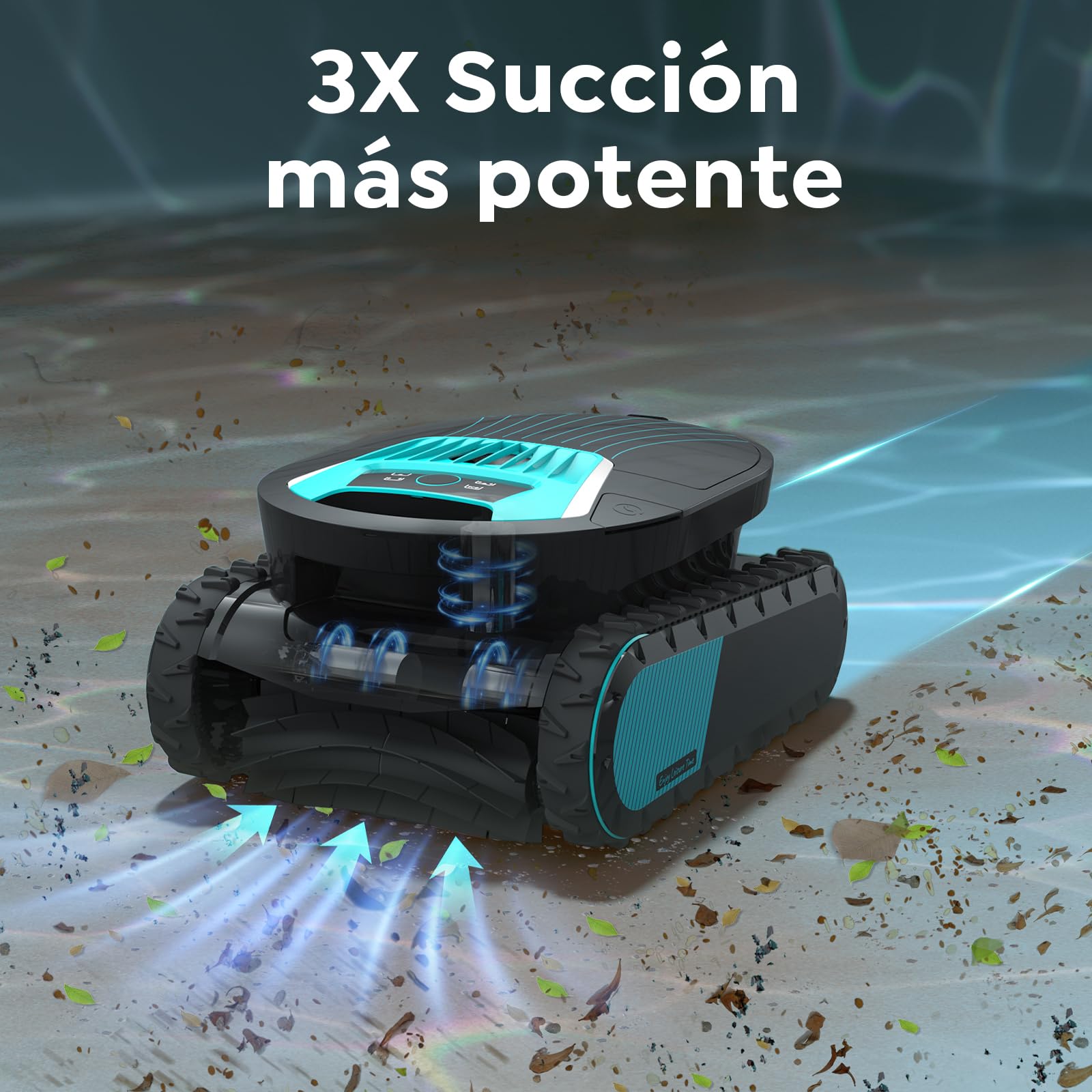 Pleco Pro Robot Limpiafondos Piscina, Autonomía 210 Min, Doble Filtro, 7 Modos, Control App, Limpiafondos Piscina Automático, 200 m²,Negro Jet