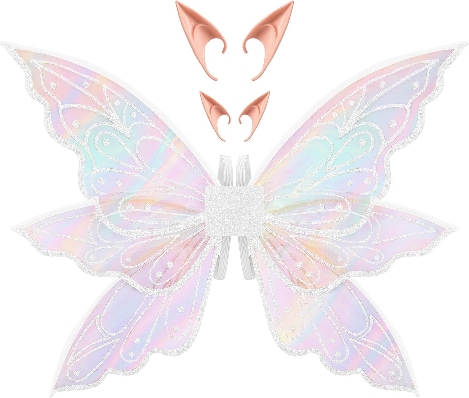 Sratte Fairy Wings with Elf Ears Butterfly Angel Wings for Women Adults Halloween Fairy Costume