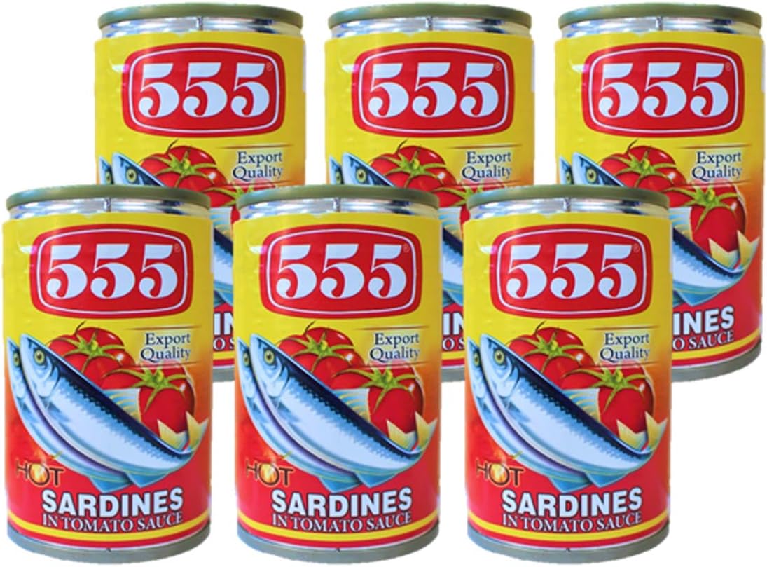 555 Sardines in Tomato Sauce with Chili (Hot) 5.5oz (155g), 6 Pack