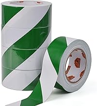TAPEBEAR Caution & Hazard Tape - Green/White High Visibility, 2in x 50yd (50mm x 45m), 5 Rolls - Outdoor, Crime Scene Barrier