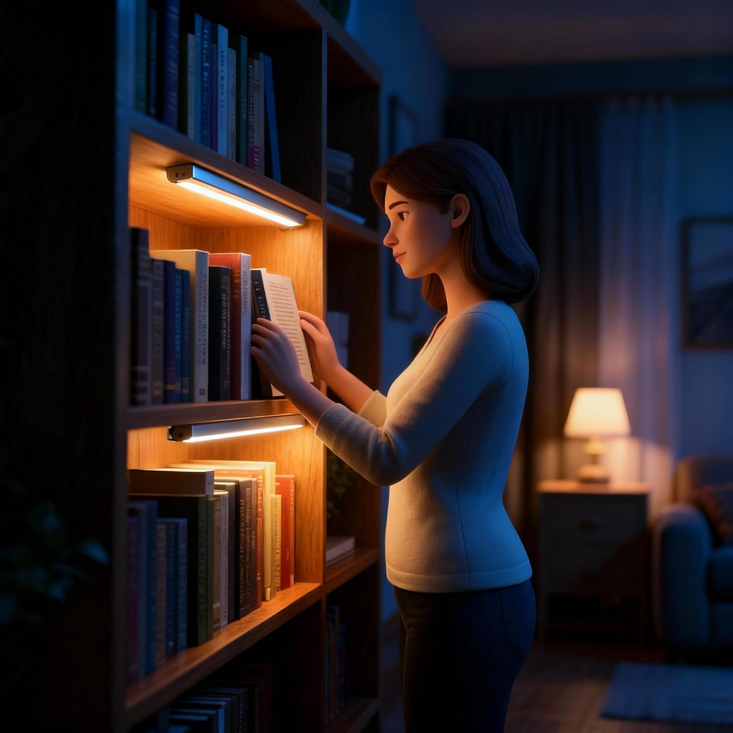 Under Cabinet Lighting Wireless 45 Side Emitting, Motion Sensor Light Indoor Adjustable Brightness, Closet Light 3 Color Temperatures, Rechargeable Lights for Home Counter Kitchen Pantry