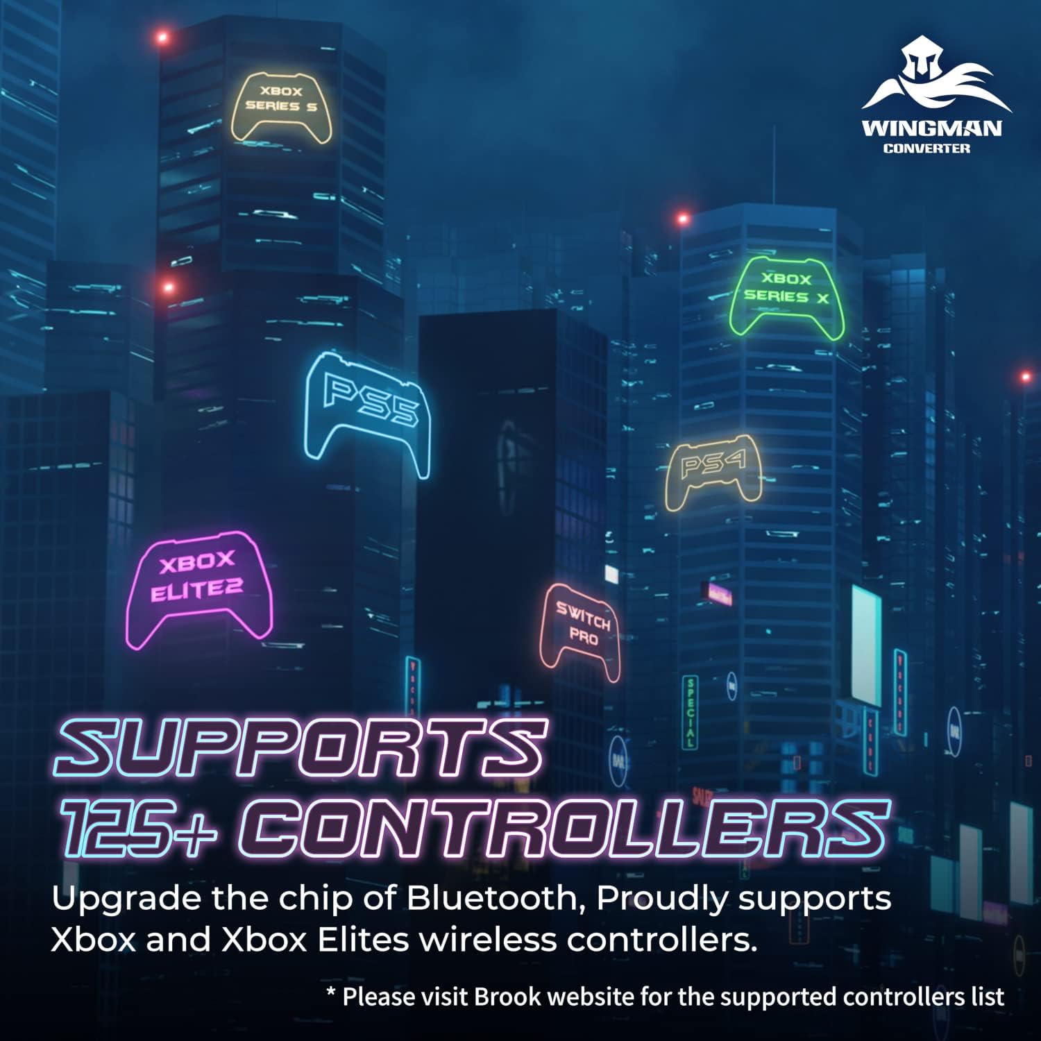 Mcbazel Brook Wingman XE2 Converter for Xbox Series X&S/Xbox One/Elite 2/ PS5/ PS4/ PS3/ Switch/Switch2 Controllers to Switch/ PS4/ PS3 Console/PC with Keychain