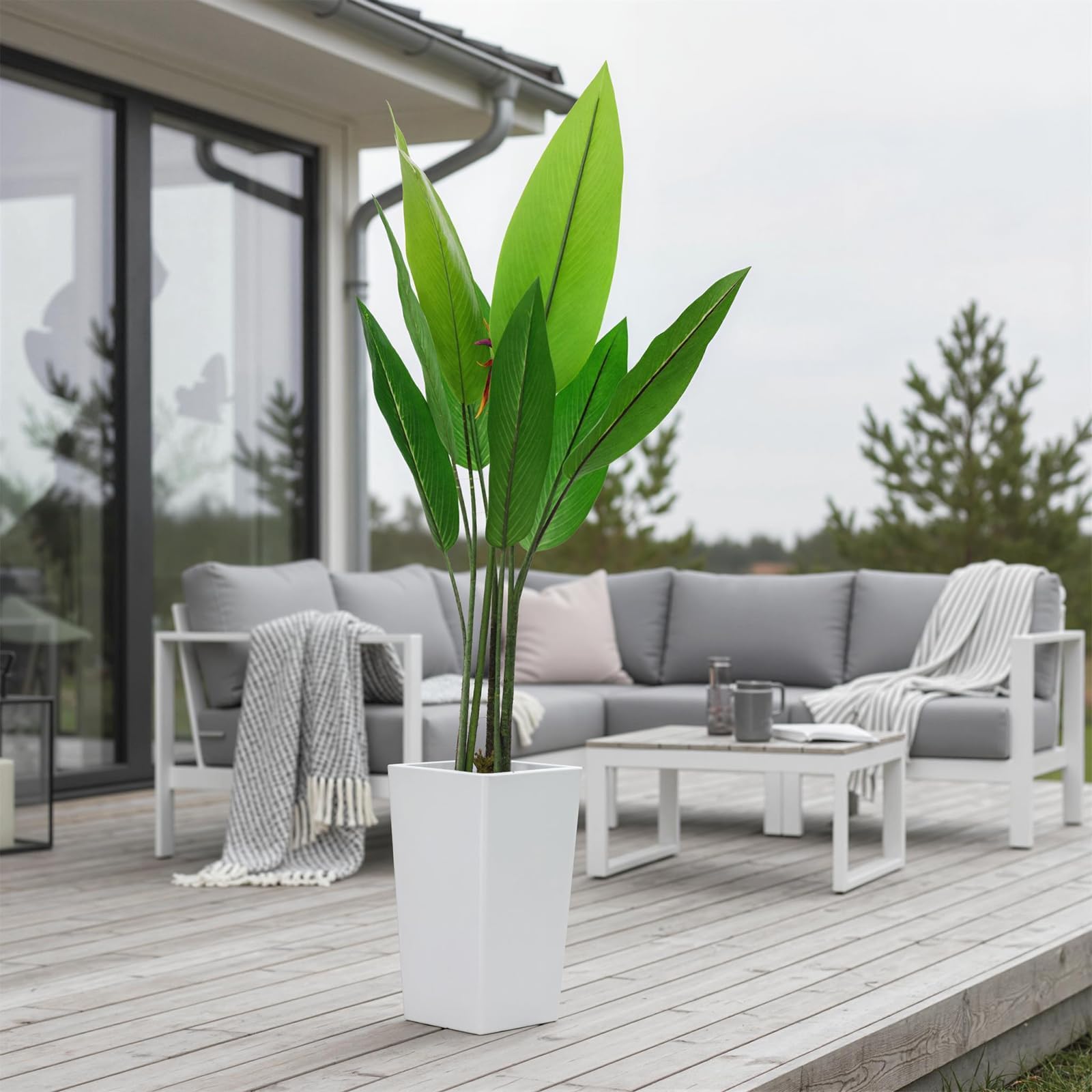Künstliche Pflanzen Mit Blumentopf, 147cm - Dekorative Bodenpflanze Für Wohnzimmer, Büro, Eingangsbereich, Außen & Haustür - Kunstpflanzen Deko